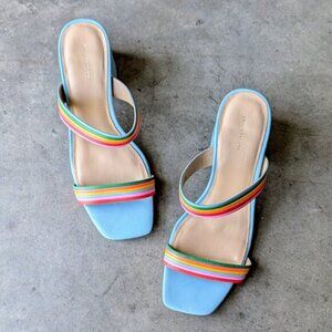 Ann Taylor Machelle Rainbow Leather Block Heel Sandals size 9M